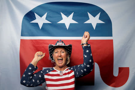 Liz Ritchie, delegate from California, poses for a photograph at the Republican National Convention in Cleveland, Ohio, United States July 19, 2016. REUTERS/Jim Young