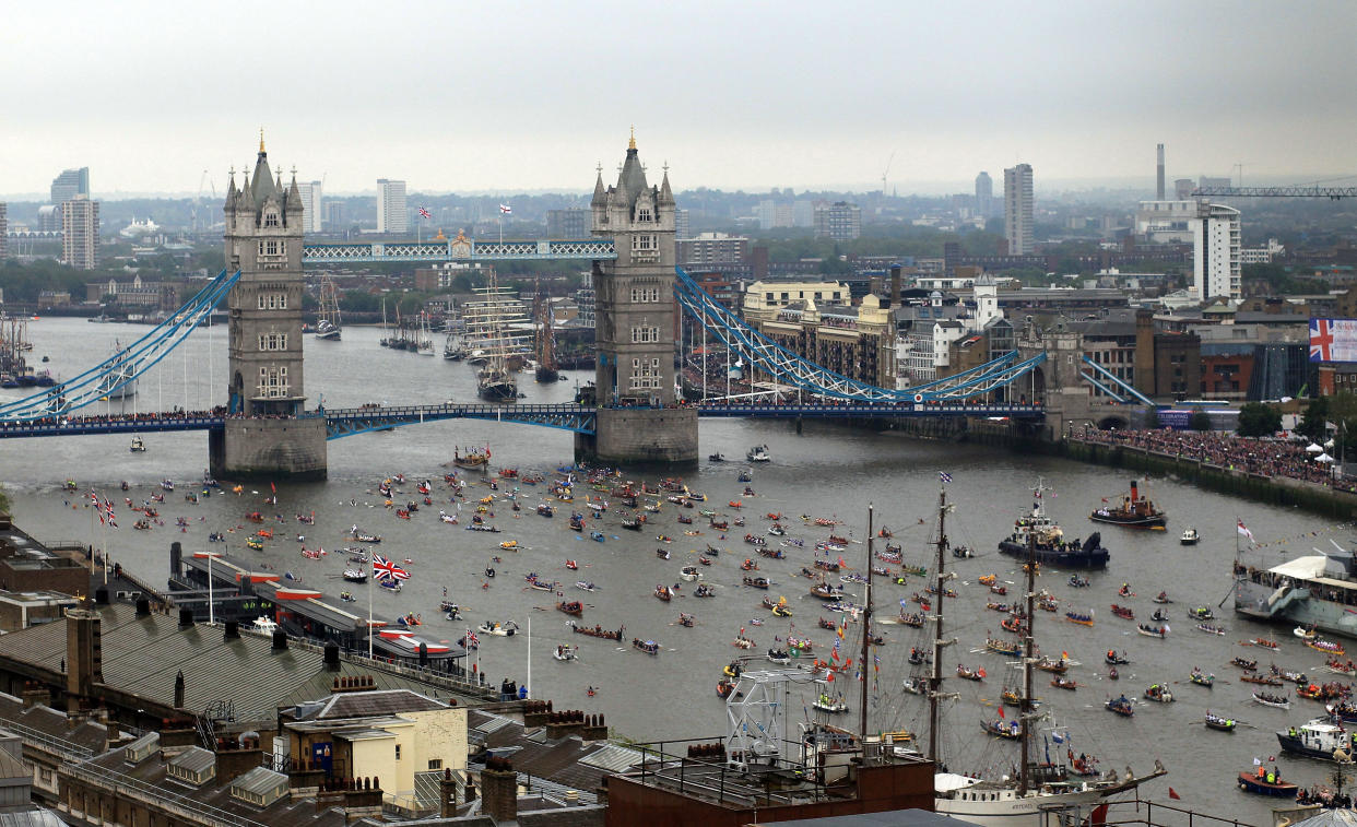 The 1,000 strong flotilla on the Thames during the Diamond Jubilee. (Getty)