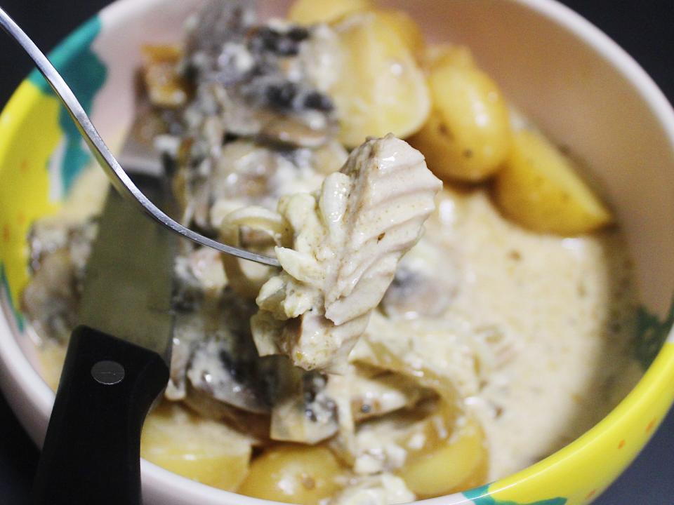 slow cooker pork chops in a bowl