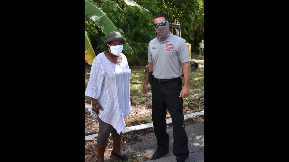 Alelia Butler and Key West Fire Department Capt. Jason Barroso
