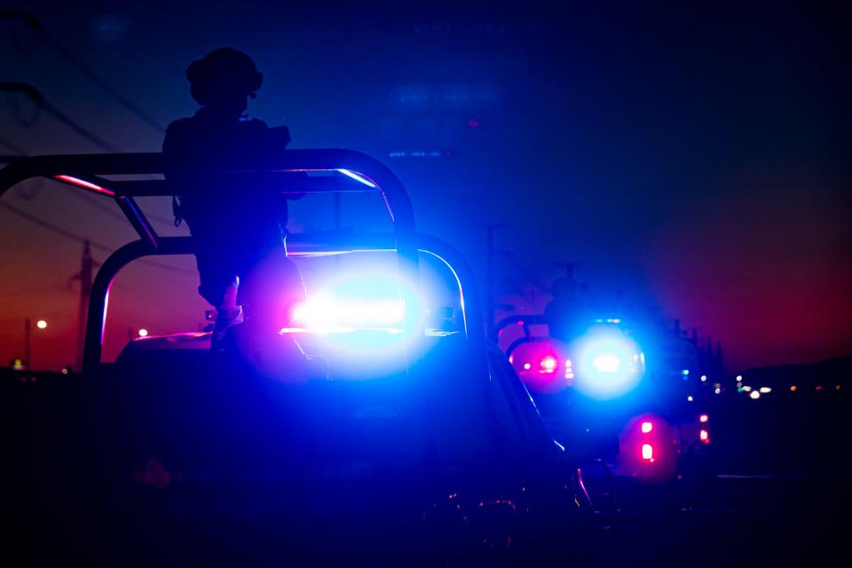 Mexican National Guard patrol the Rio Bravo  embankment two hours before Title 42 is set to expire on Thursday, May 11, 2023. 