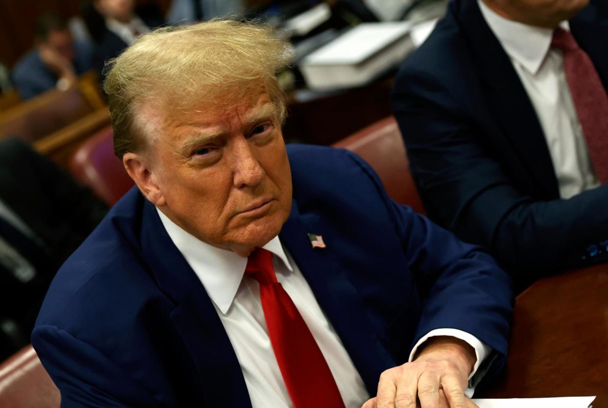 <span>Donald Trump in court in New York on Monday.</span><span>Photograph: Peter Foley/AP</span>