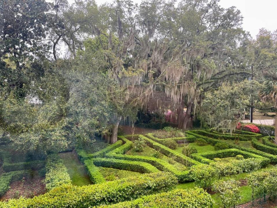 The view of the English garden from the main bedroom.