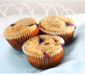 Whole Grain and Flax Blueberry Muffins