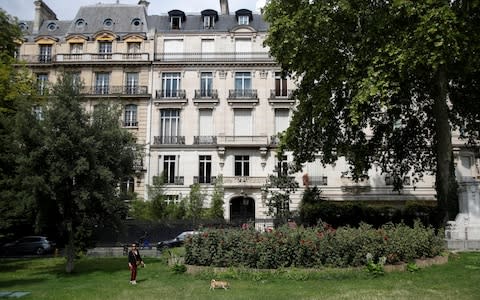 Exterior view of a 5-storey building on Avenue Foch in Paris' 16th district, location of an apartment that belonged to Jeffrey Epstein - Credit: Reuters