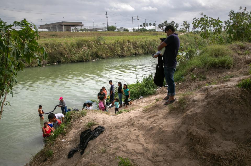 <p>Many asylum seekers have been forced to live in makeshift tent encampments along the Mexican side of the border</p>Getty