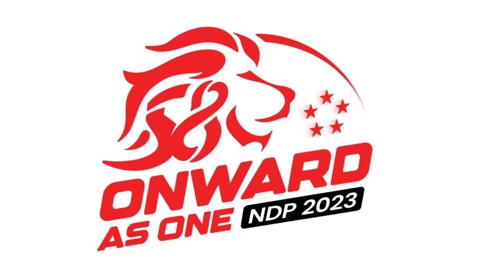 Roaring towards a Shared Future: The NDP 2023 logo embodies the nation's unity, as a lion head gazes beyond the horizon, embodying our collective determination. 