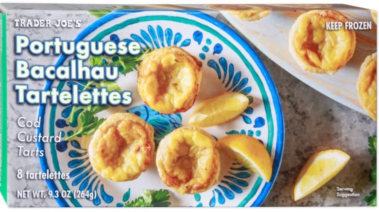 Boxes of Trader Joe's Portuguese bacalhau tartlettes 