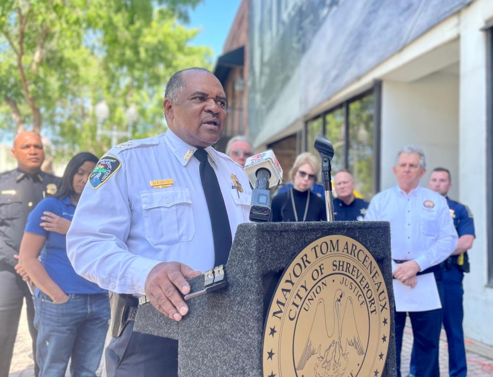 Shreveport Police Chief Wayne Smith speaks at a press conference after a violent night in Shreveport on March 25, 2023.