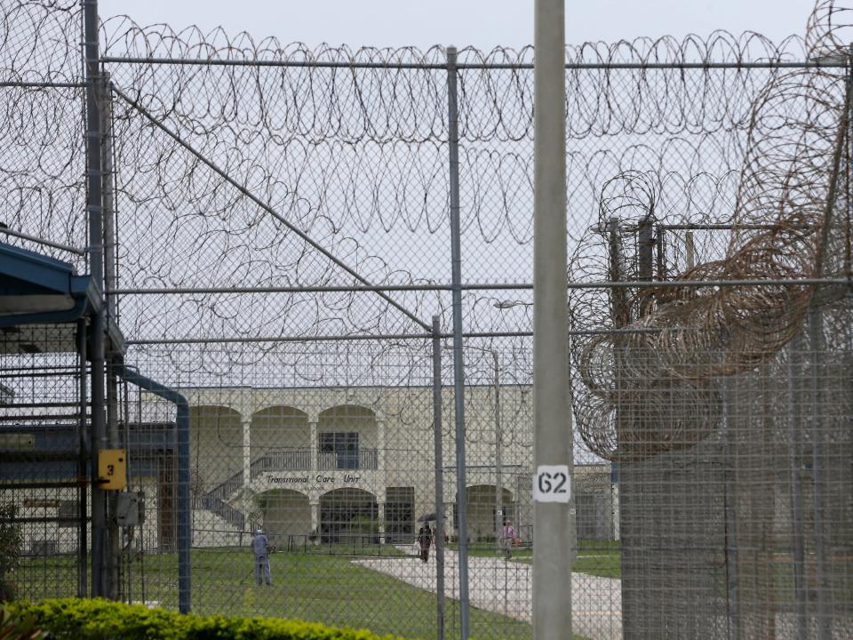 Rings of razor wire outside a Florida prison