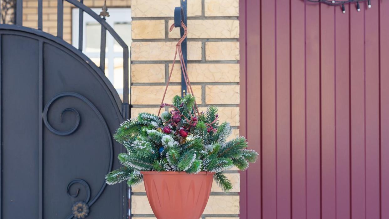outdoor christmas planters hanging pot