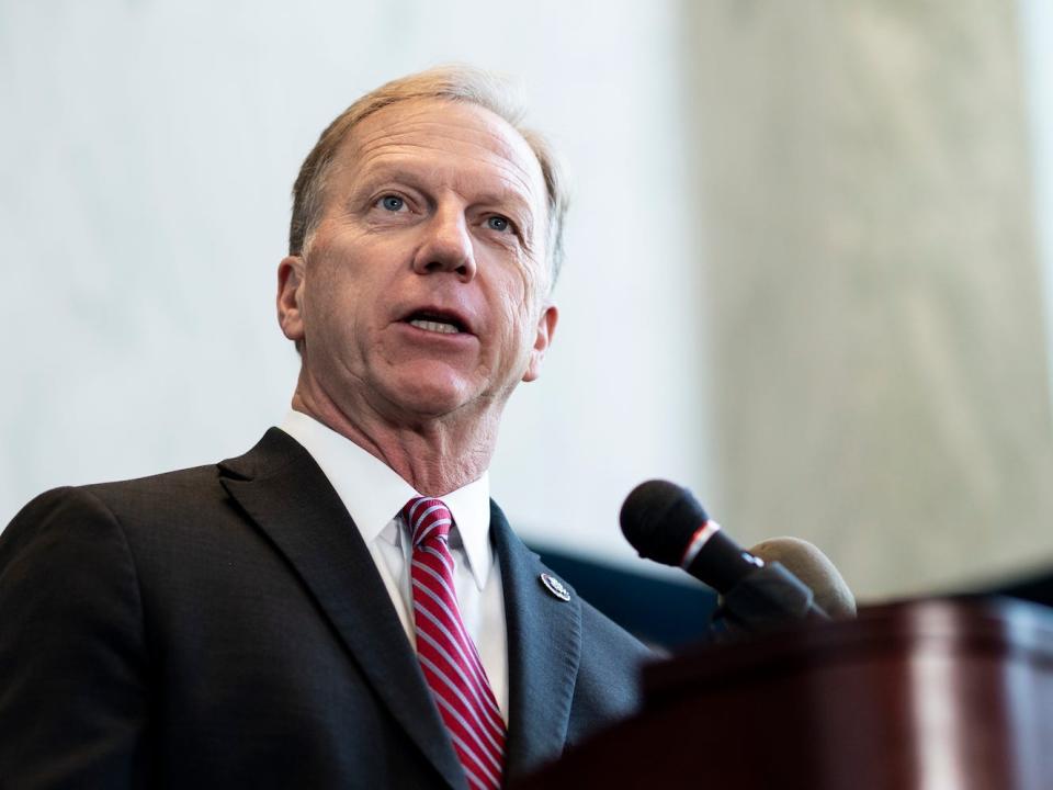 Rep. Kevin Hern, a Republican of Oklahoma, speaks during a Republican Study Committee press conference on Wednesday, May 19, 2021.