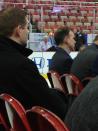 St. Louis Blues coach Ken Hitcock relegated to the bench at Joe Louis Arena for the 2014 Winter Classic announcement (Photo by Nick Cotsonika @cotsonika)