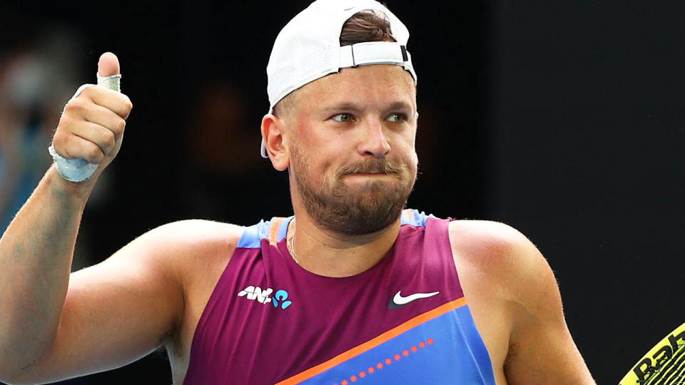 Dylan Alcott will retire from tennis after falling to the Netherlands' Sam Schroder in the Australian Open quad wheelchair final. (Photo by AARON FRANCIS/AFP via Getty Images)