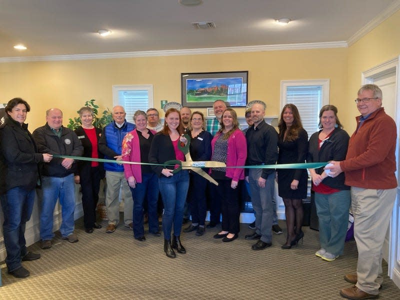 Health and Empowerment Coach Cheri Gaudet joins GDCC staff, Ambassadors, Board members, and local officials for her ribbon-cutting ceremony at the Chamber.