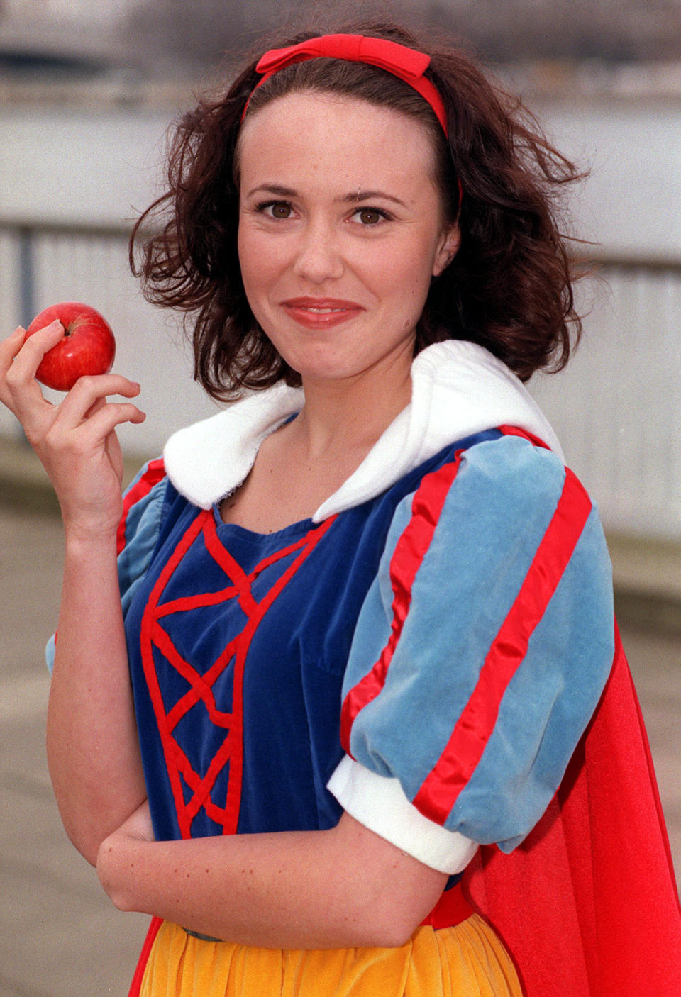 Actress Kym Valentine, who plays Libby Kennedy in the Australian television programme 'Neighbours', poses as Snow White during a photocall in London. She will take the role in a  pantomime at the Best Theatre, Hays.   (Photo by Neil Munns - PA Images/PA Images via Getty Images)