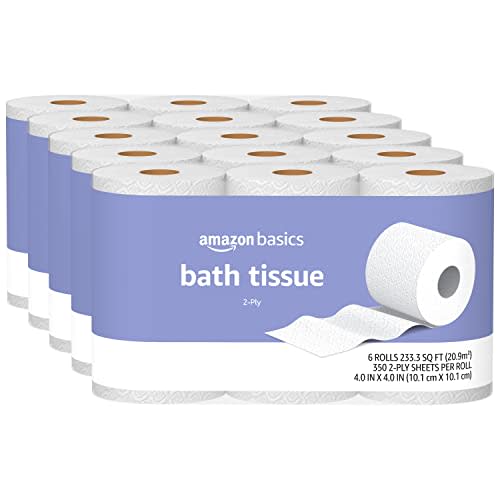 Amazon Basics 2-Ply Toilet Paper 5 Packs, 6 Rolls per pack (30 Rolls total) (Previously Solimo)…