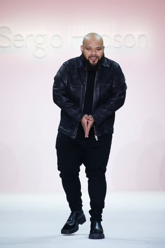 Designer Sergio Hudson on the runway Sunday night. - Credit: Courtesy of Sergio Hudson