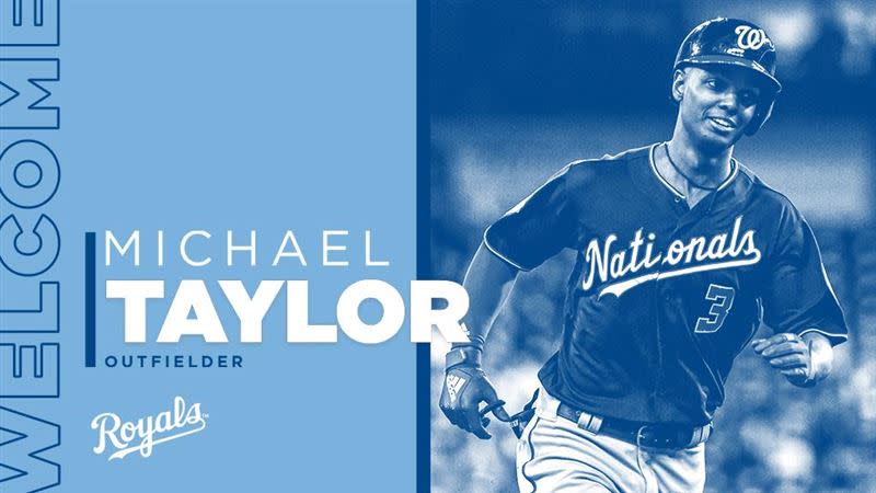 國民奪冠外野手泰勒（Michael A. Taylor）1年約轉戰皇家。（圖／翻攝自皇家推特）
