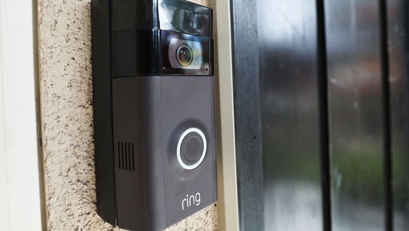 A Ring doorbell on a home in Cottonwood Heights is pictured on Wednesday, July 13, 2022. Home security systems come in a variety of packages, from DIY security systems to professionally installed security systems.