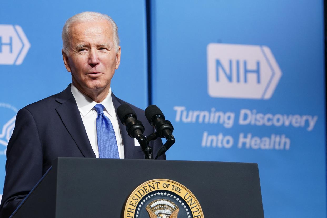 President Biden speaks about the administrations response to Covid-19 at the National Institutes of Health (NIH) in Bethesda, Maryland on December 2, 2021. (Photo by MANDEL NGAN / AFP) 