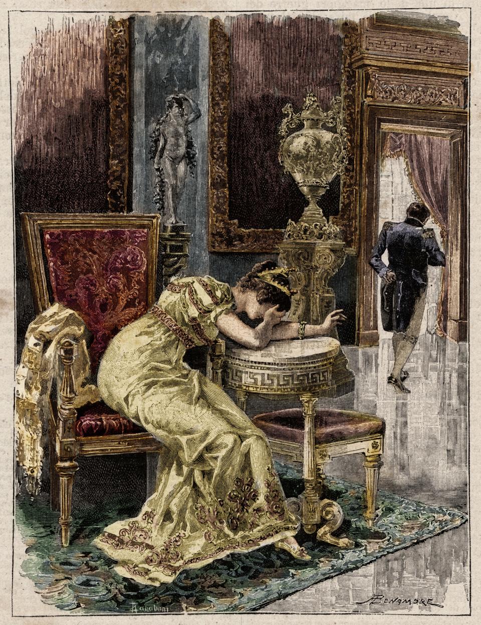 The Divorce of Joséphine—engraving from the original drawing by A. Bonamore, Italy, Milan 1893.