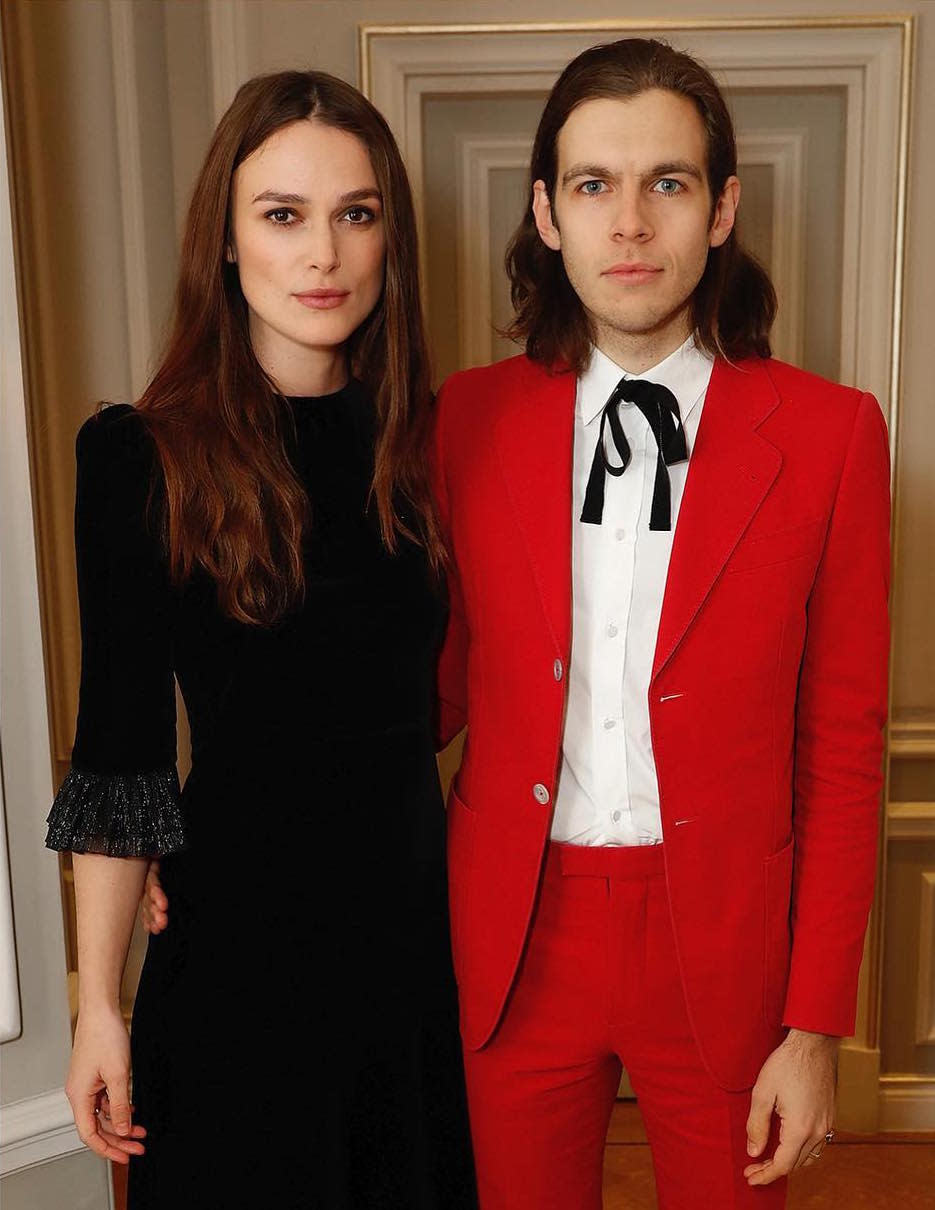 <h2>Keira Knightley And James Righton</h2> <p><strong>Now you see me: </strong>It's been a minute since we've spotted Keira Knightley and James Righton in the public eye. The two have kept things notably private since the birth of daughter Edie, now two, and it's refreshing to see them out and about at last night's Mothers2Mothers Winter Fundraiser event in London.</p> <p><strong>Here: </strong>Earning top honors in the couples fashion game for James' spin on the bow tie (Gucci, of course) and her seasonably apropos velvet with Gothic-chic hemline.</p> <h4>@gucci</h4>