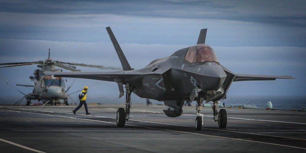 F-35B Joint Strike Fighter on the deck of a carrier