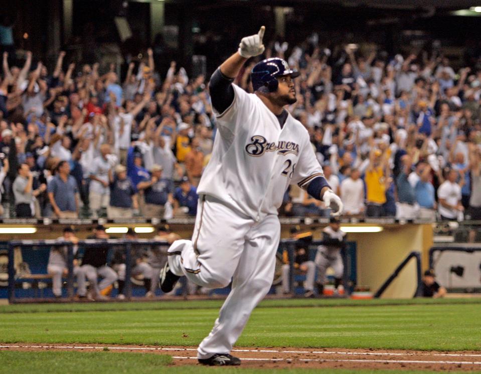 Milwaukee Brewers' Prince Fielder hits a walk-off home run to beat the Pittsburgh Pirates, 7-5, at Miller Park on Tuesday, Sept. 23, 2008.