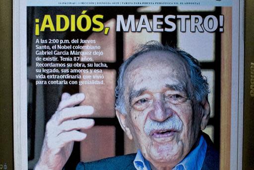 Portada del diario colombiano El País anunciando la muerte del premio Nobel Gabriel García Márquez este 17 de abril de 2014 (AFP | Luis Robayo)