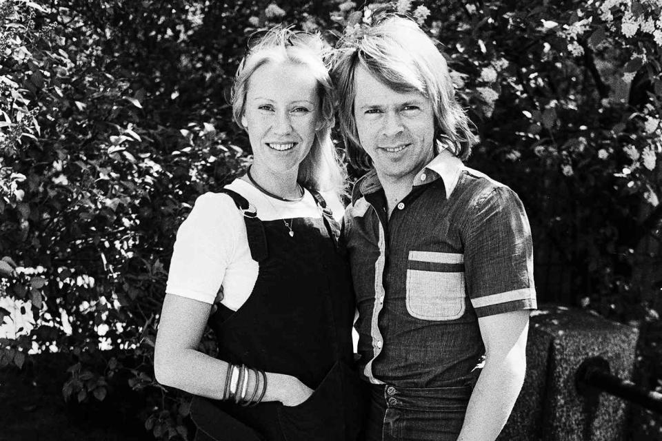 <p>Leif Skoogfors/Getty</p> Agnetha Faltskog and Bjorn Ulvaeus in Stockholm in July 1977