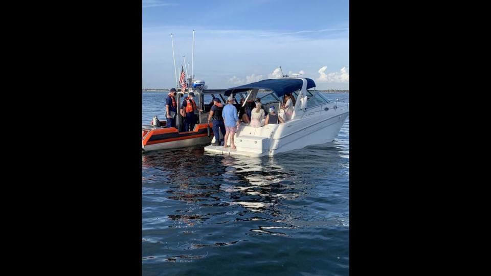 A Coast Guard Station St. Petersburg crew, along with a law enforcement team, terminated the voyage of a 29-foot personal vessel Feb. 12, 2021, after determining it violated a captain of the port order near Courtney Campbell Causeway in the Tampa Bay area.