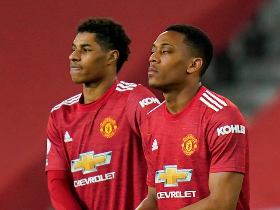 Anthony Martial (right) has struggled for goals this seasonPOOL/AFP via Getty Images