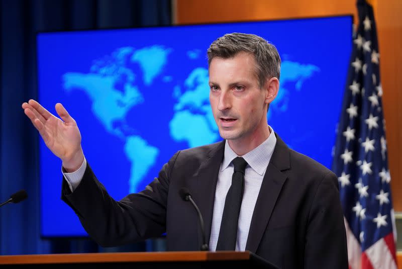 U.S. State Department Spokesman Ned Price holds news briefing at State Department in Washington