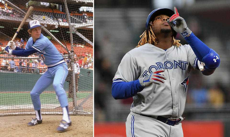 Vlad Jr. (right) beat Danny Ainge in the Blue Jays record book. (Getty Images)