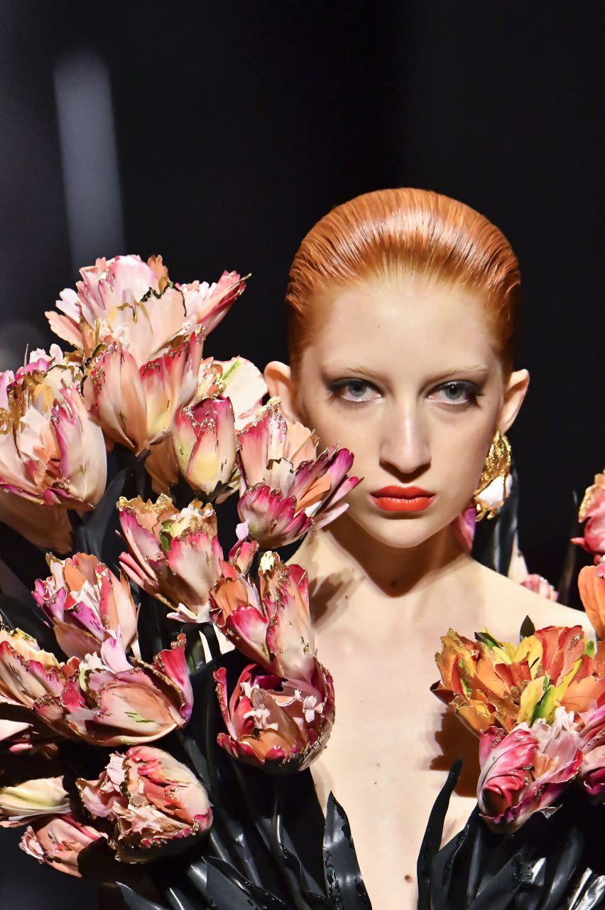 PARIS, FRANCE - JULY 04 : A model walks the runway during the Schiaparelli Haute Couture Fall/Winter 2022-2023 fashion show as part of the Paris Haute Couture Week on July 4, 2022 in Paris, France. (Photo by Victor VIRGILE/Gamma-Rapho via Getty Images)