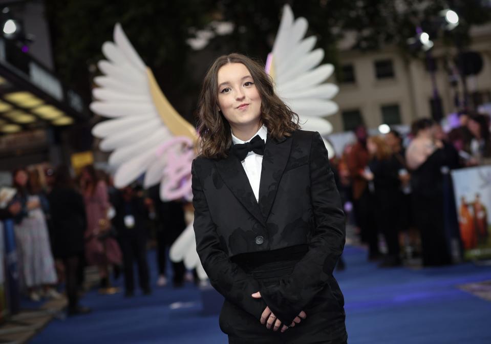 Bella Ramsey attends the UK Premiere of "Catherine Called Birdy" at The Curzon Mayfair on September 20, 2022 in London, England.