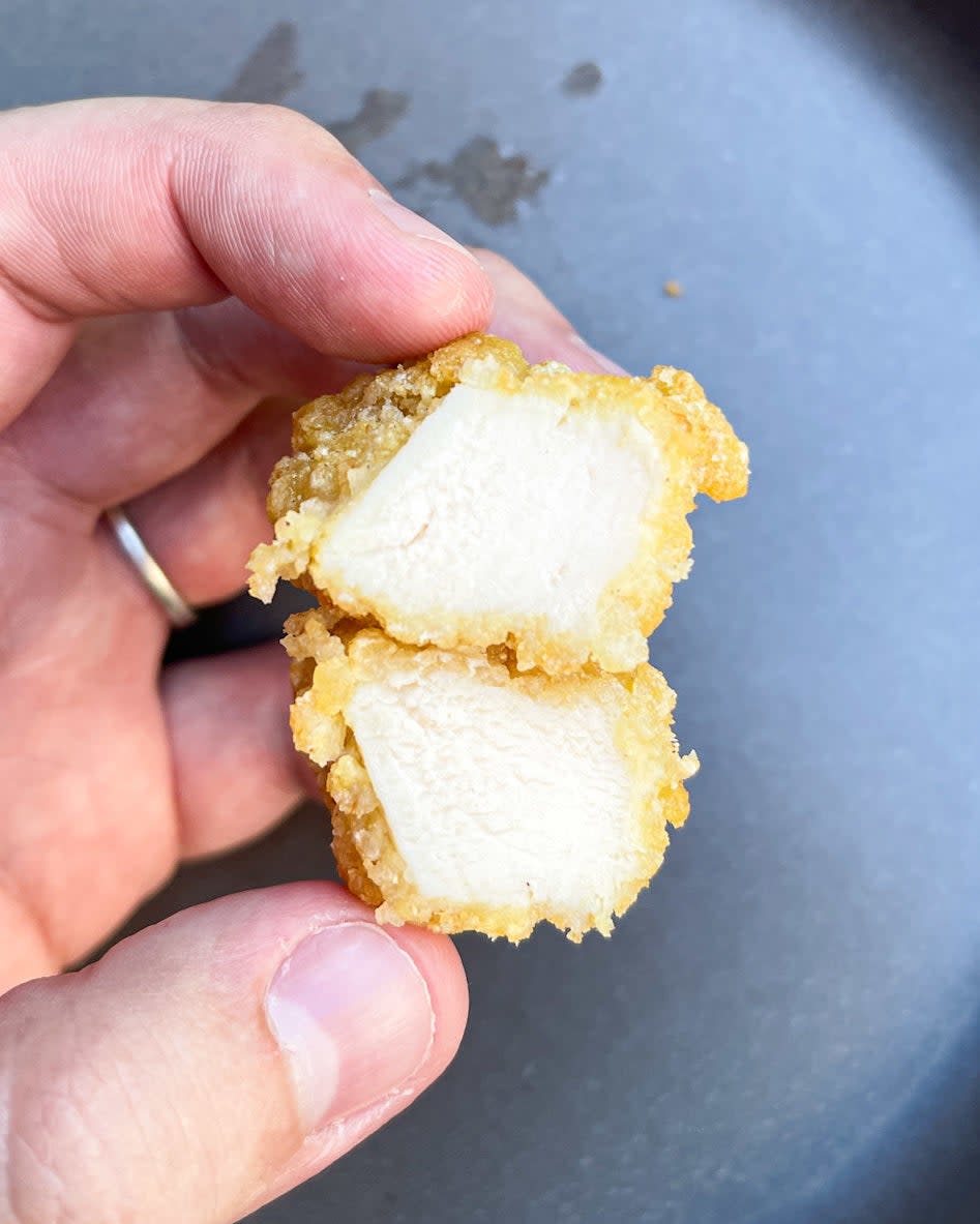 Whole Foods' chicken nuggets feature generous chunks of white meat chicken, and considering their animal welfare certification — especially for the wallet-friendly price — the meat in these nuggets was easily the highest quality in terms of taste and texture.