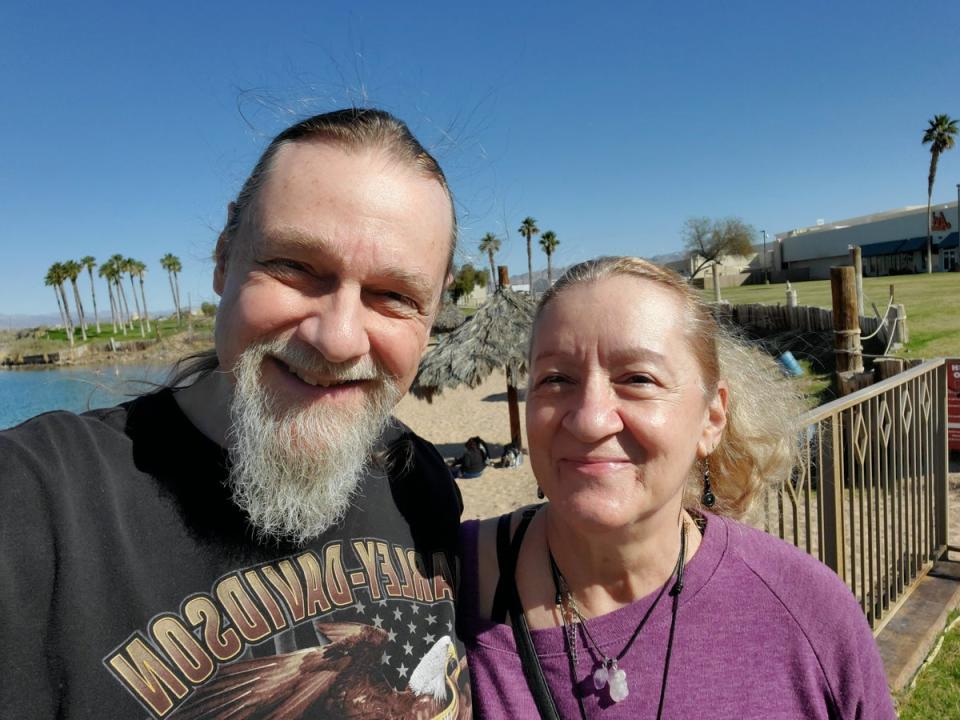 Arnu and his girlfriend Linda Hellow say they were left traumatised after federal agents raided their Nevada homes (Courtesy of Joerg Arnu)