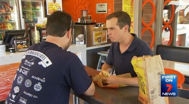 A Bondi chili chicken burger - not a bad reward. Source: 7 News