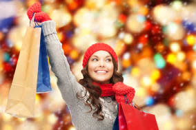 picture of lovely woman with shopping bags