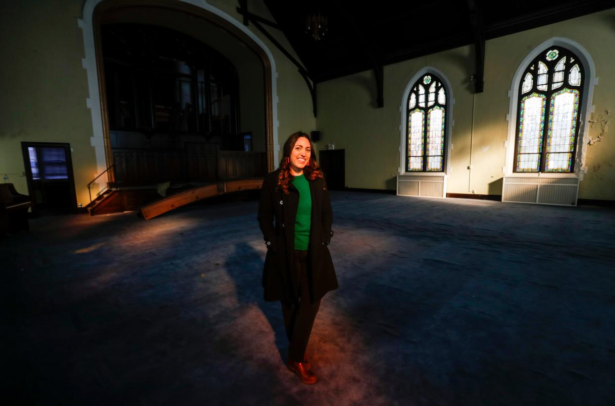 “I just think this space is so beautiful, and I’m so excited about saving this,” said Star Auerbach, project developer for a slated boutique hotel at the former Highland United Methodist Church. The church was built in 1895, which later served as a refugee center for those displaced by the historic 1937 flood, according to church records.