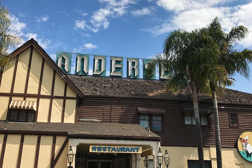 An exterior of the Buellton location of Pea Soup Andersen's in 2017.