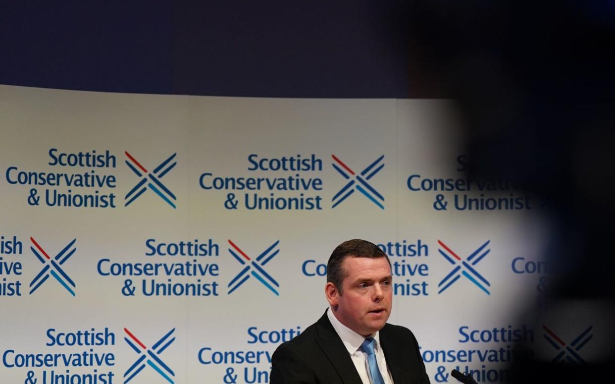 Douglas Ross, leader of the Scottish Conservatives, attends a Scottish Conservative fringe event at the Conservative Party annual conference at the International Convention Centre in Birmingham