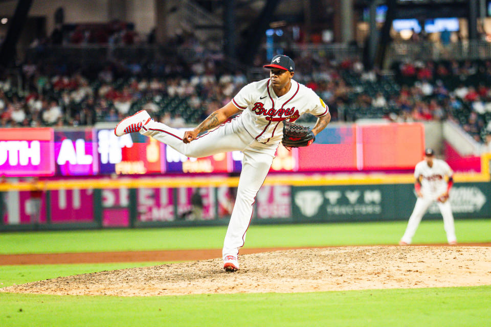 亞特蘭大勇士Raisel Iglesias。（MLB Photo by Kevin D. Liles/Atlanta Braves/Getty Images）