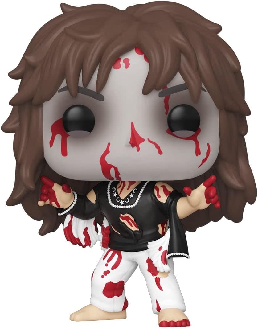 Ozzy Osborne pop wearing face paint and blood spatter