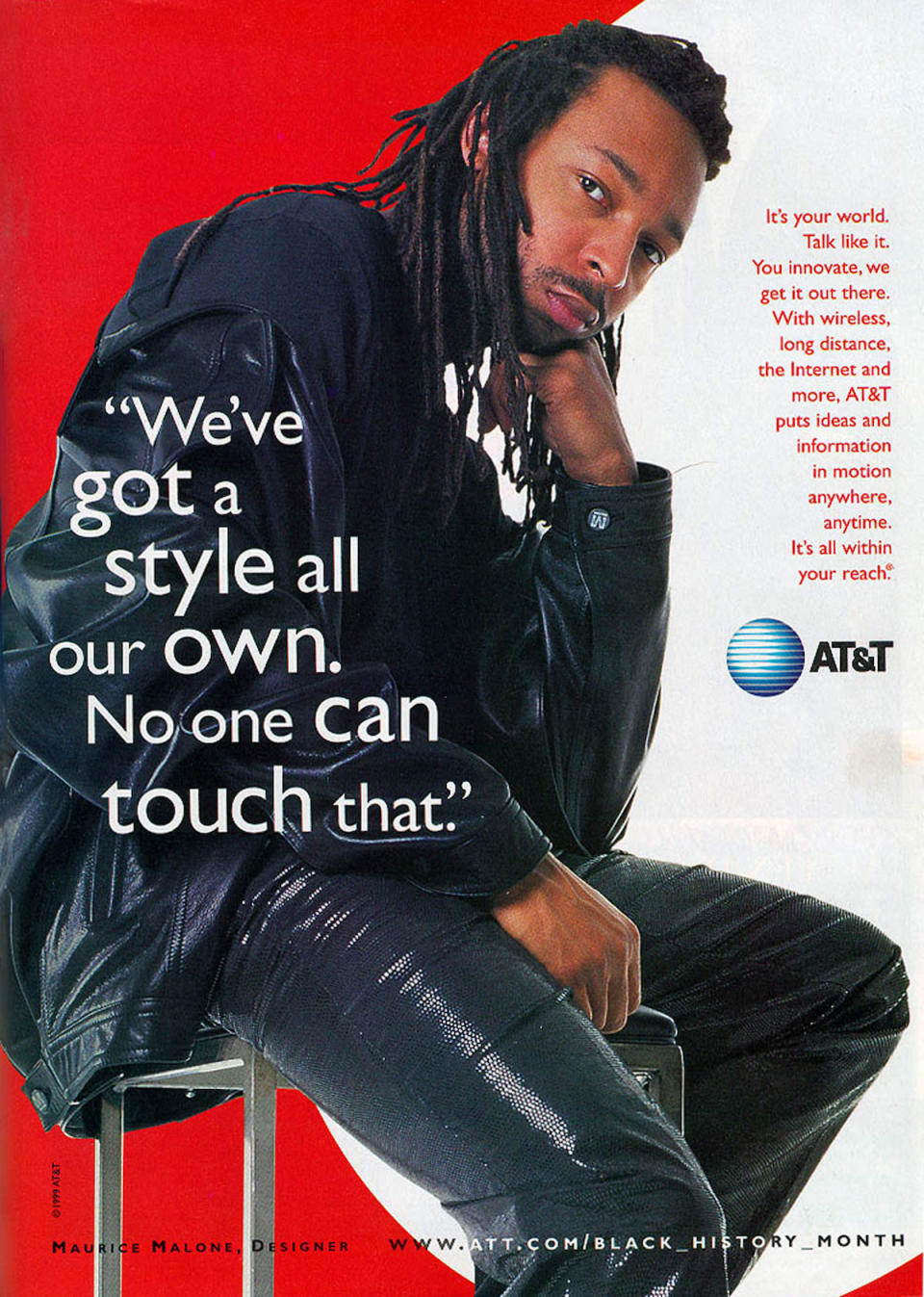 A 1999 Black History Month advertisement for AT&T featuring Malone.