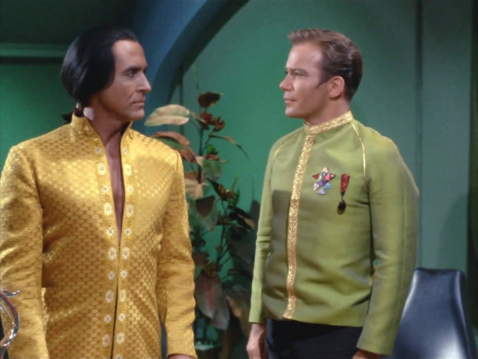Ricardo Montalban and William Shatner in 'Star Trek' the original series episode 'Space Seed.'