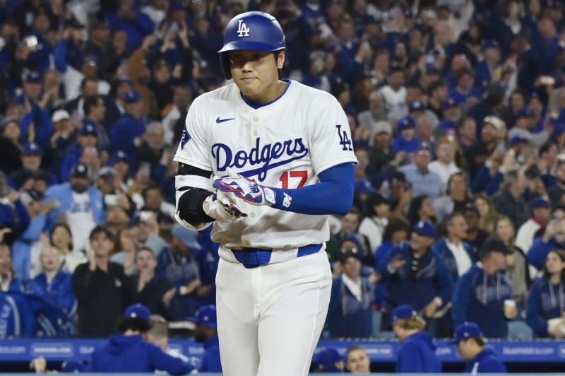 Los Angeles Dodgers designated hitter Shohei Ohtani totaled a league-best 14 doubles through 35 appearances in 2024. File Photo by Jim Ruymen/UPI