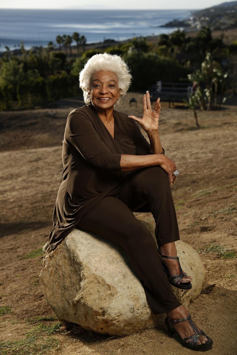 'Star Trek' actress Nichelle Nichols, seen here on the set of "Unbelievable!!!!" in Malibu, died in July 2022.